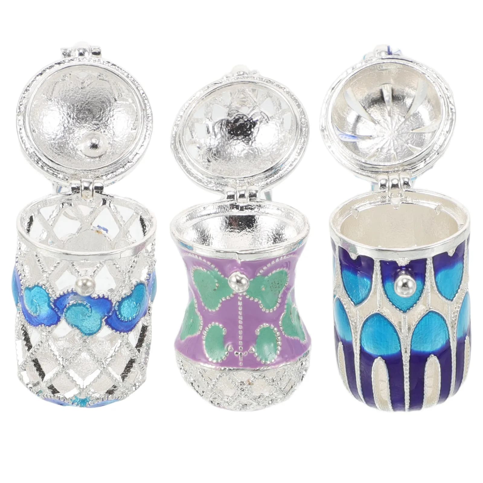 3Pcs Mini Hollow Enamel Perfume Locket Pendant Refillable Aroma Diffuser Necklace Charm for Women Daily Wear Office Special