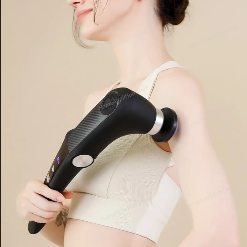 Pistola per massaggio fasciale con teste calde e fredde Pistola per massaggio con regolazione multimarcia pieghevole con curvatura a 45 gradi per il relax dei muscoli fitness