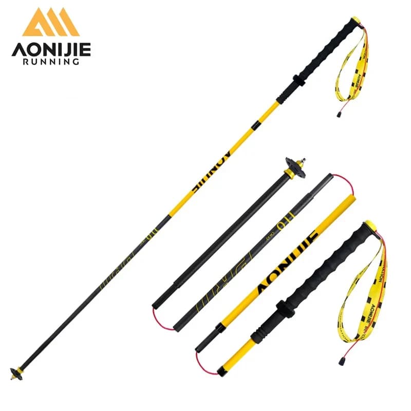 AONIJIE camping hiking stick walking stick carbon fiber trekking portable foldable climbing poles 4 sections