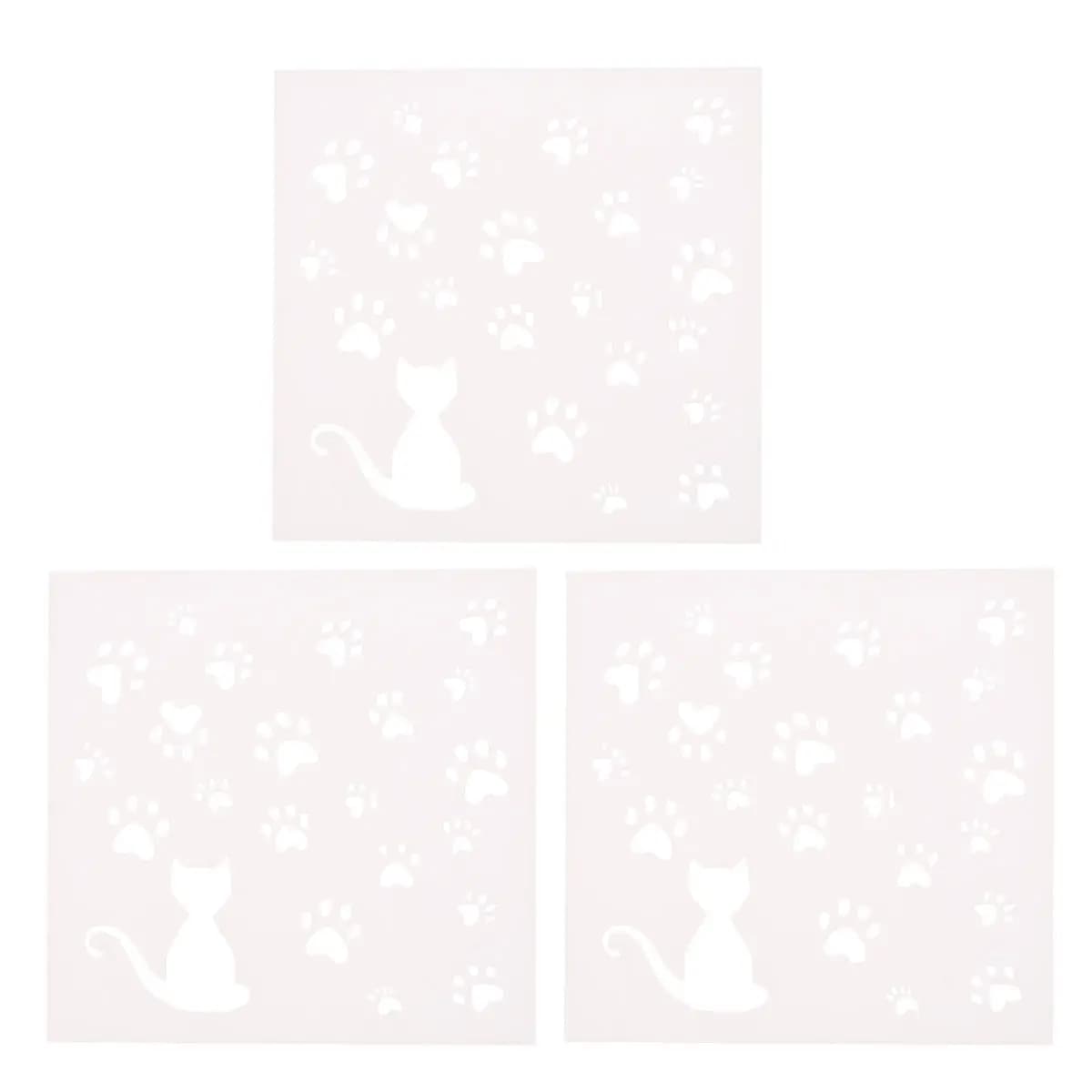 3Pcs Cat Shape Stencil Set Hollow Out Drawing Templates for DIY Art Projects Scrapbooking Photo Albums Sketchbooks Childrens