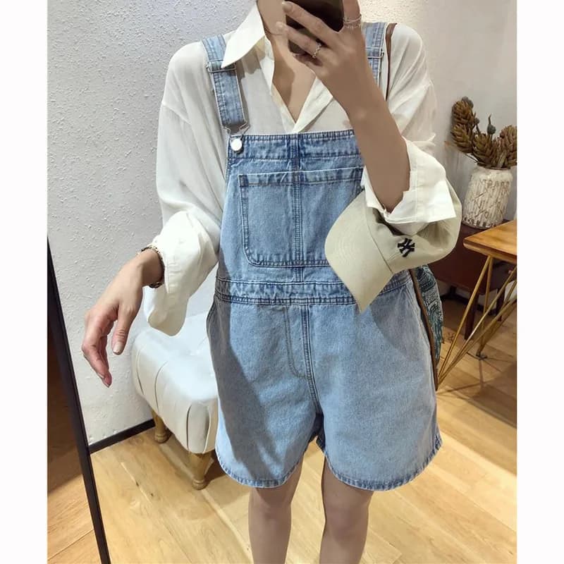 Pantaloncini Estivi da Donna in Denim a Vita Alta, Stile Baggy Streetwear, Jeans Sottili alla Moda per il Tempo Libero