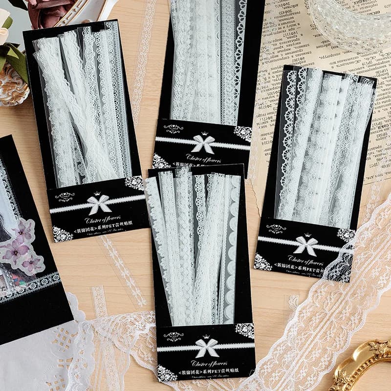 30 pcs Long strip lace PET Stickers pack Creativity Decorative Scrapbooking Stickers Festival Birthday Party Gift Labels Sticker