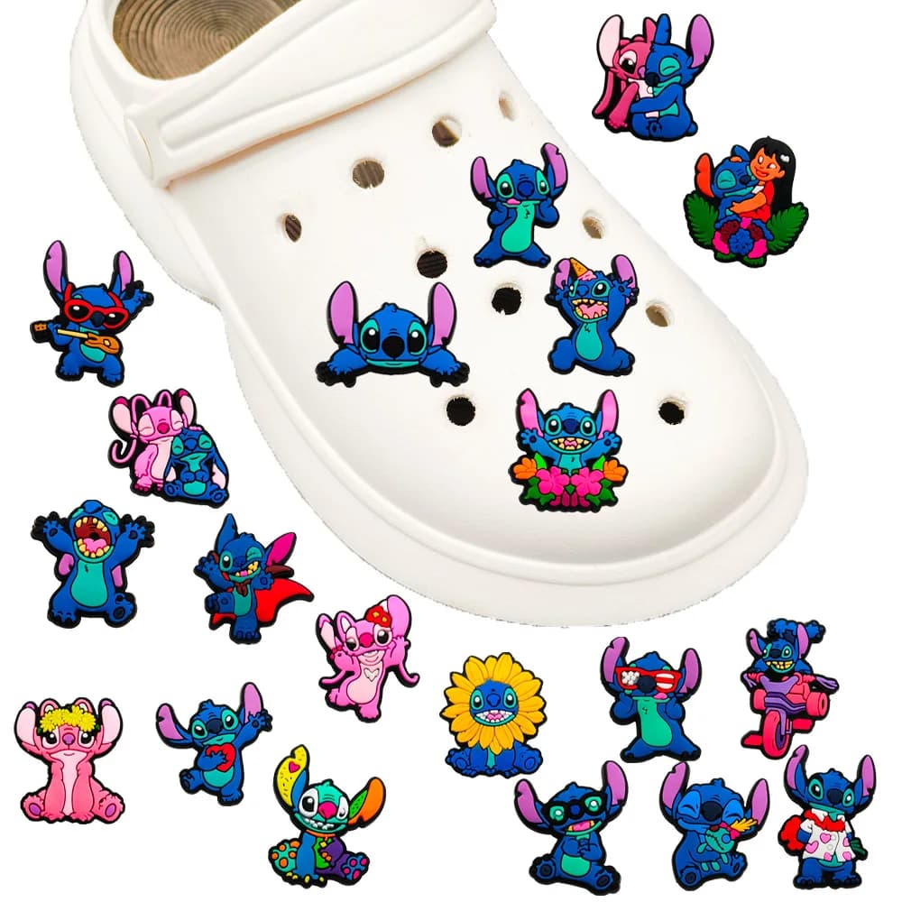 1/20PCS Cute Lilo Stitch Shoe Charms Cartoon Angel Removable PVC Decor DIY Accessories For Slides Sandals Teen Girls Boys Favors