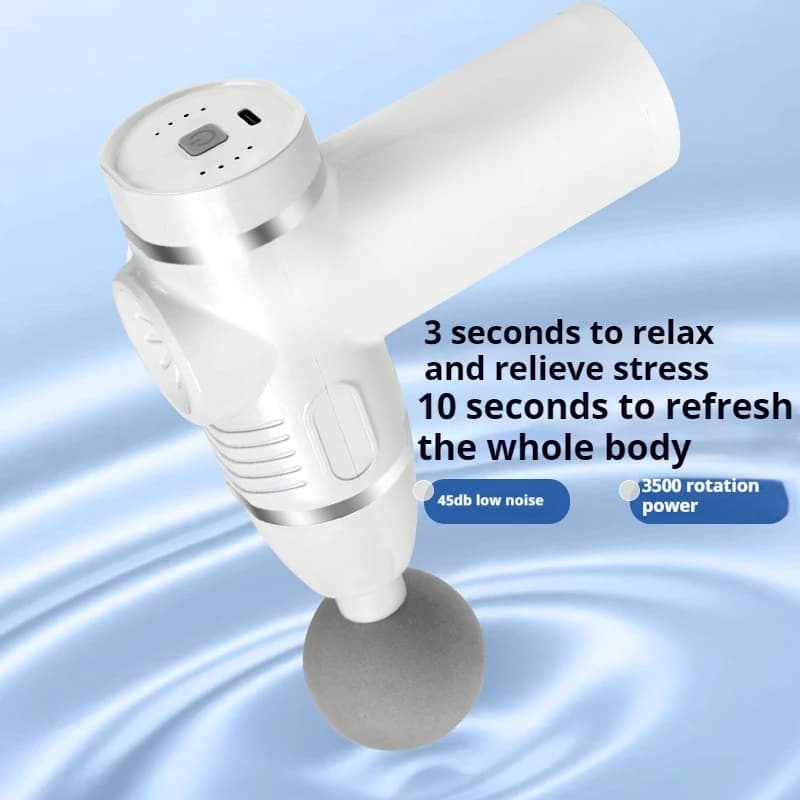 Mini massage gun generic, portable, rechargeable, intelligent, 3500 rpm, 45 dB, silent, for muscle relief of the whole body, with 12 massage heads