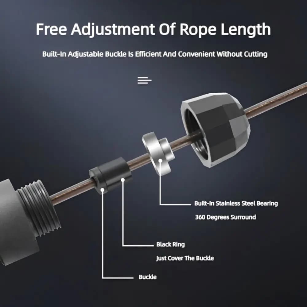 Adjustable Length Jumping Wheel, Confortable Foam Handles, Bearing System, Anti-Group Cord for Fitness Training