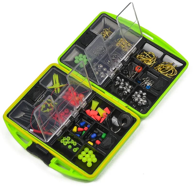 Waterproof Fishing Tackle Box Set Rock Fishing Accessories Kit Stoppers Sinkers Cotton Line Knots Hooks Swivels Sea Fishing Gear