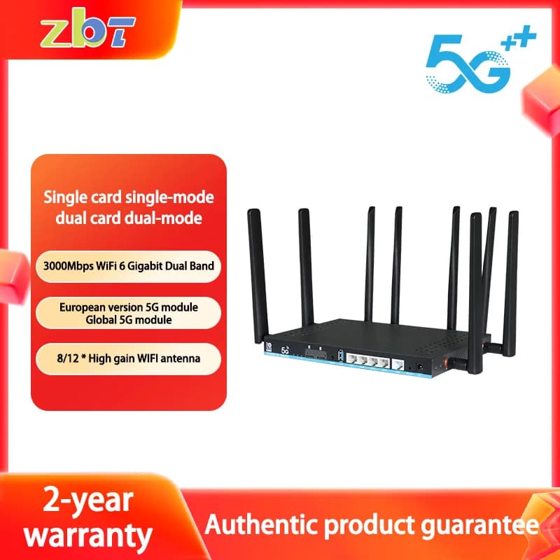 Router 5G doppia scheda SIM ZBT 2 * SIM Wifi6 3000Mbps Openwrt DDR4 1GB 4 * LAN USB3.0 Modem 5G MU-MIMO 4T4R Antenna Wifi Booster