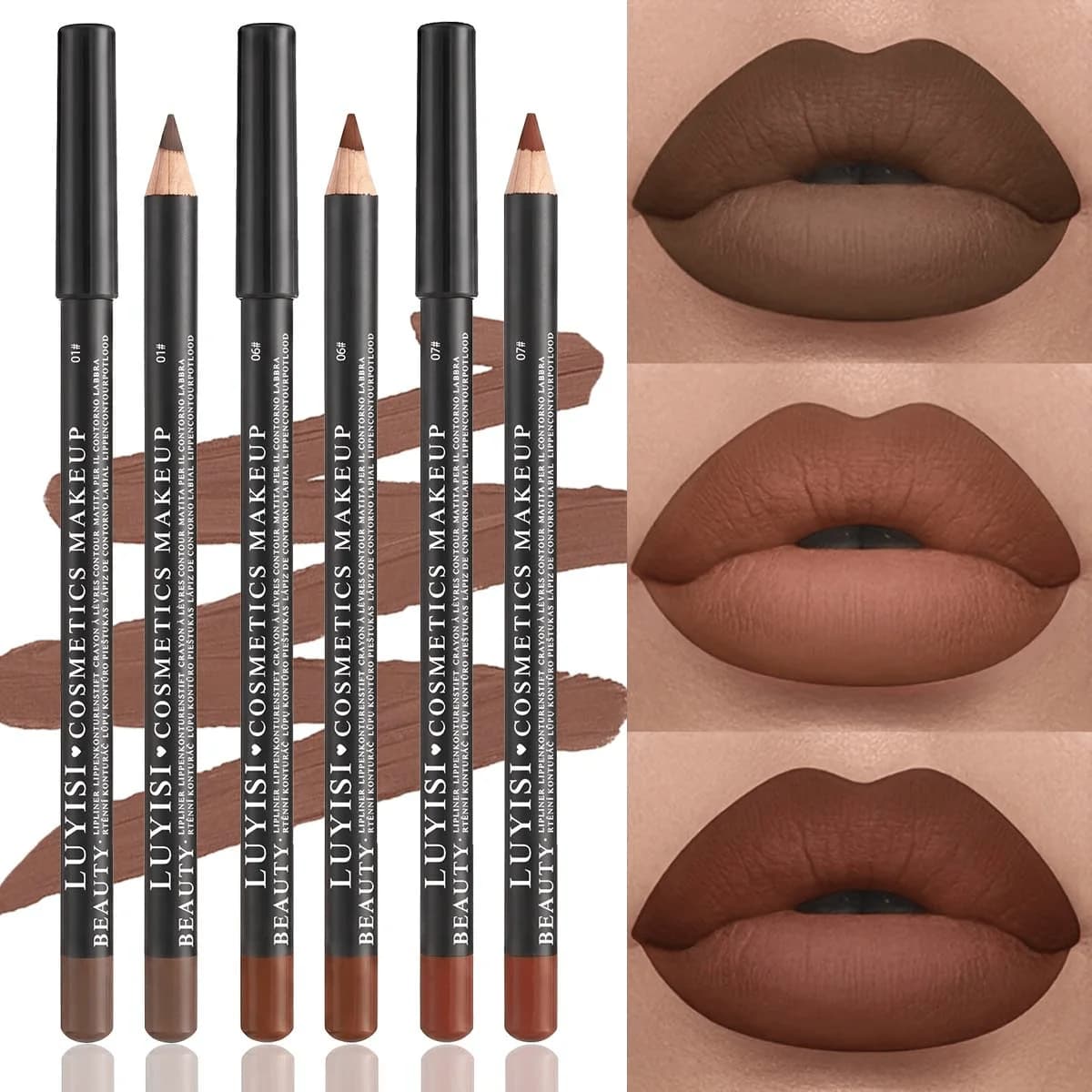3Pcs/Set Long Lasting Matte Lip Liners, Velvet Smooth Texture Waterproof Lip Pencils, Natural Lip Shaping Cosmetic Set