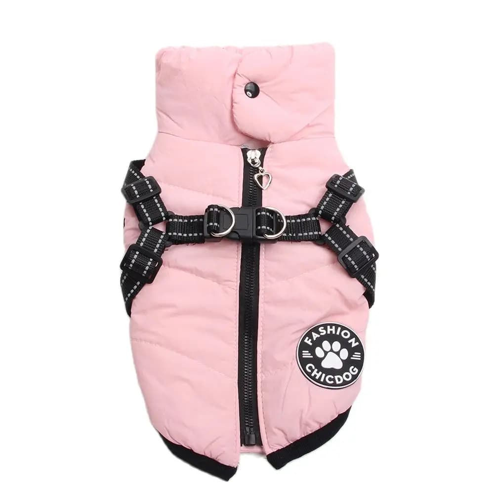 Cappotto per cani e gatti Giacca Gilet per animali Pettorina per cani Design con cerniera Felpe con cappuccio calde per cuccioli 4 colori