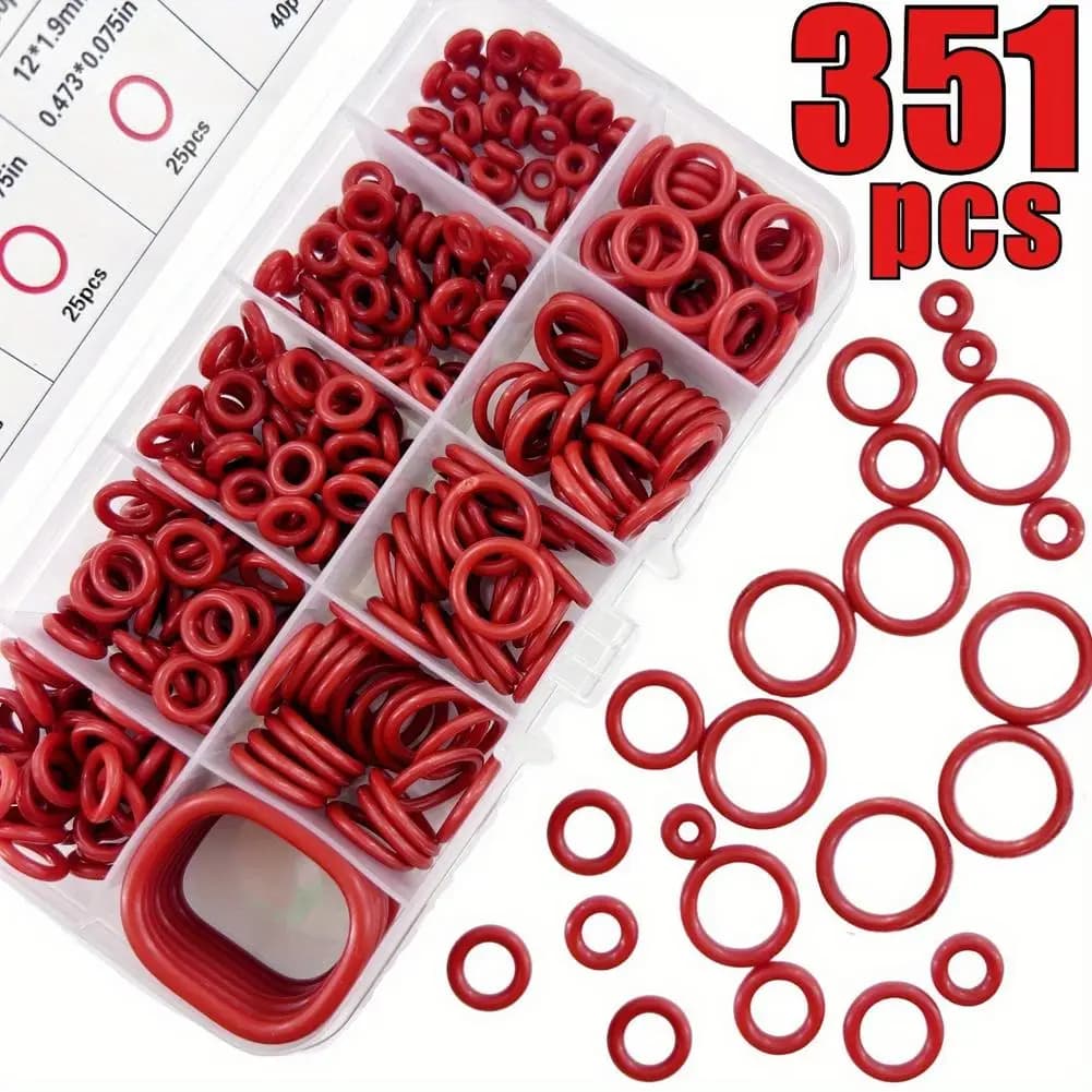 Set di 351 Guarnizioni O-Ring in Silicone, 10 Misure, Resistenti all'Olio e alle Alte Temperature, per Auto, Condizionatori, Impianti Idraulici