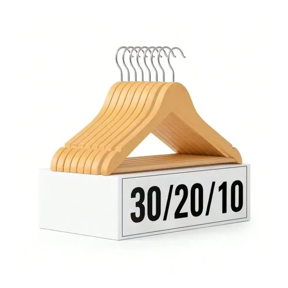 20 10 Piece Premium Wooden Clothes Hangers For Home Use Durable And Slim Clothes Hangers Set Of Hangers With 360Degree Rotating
