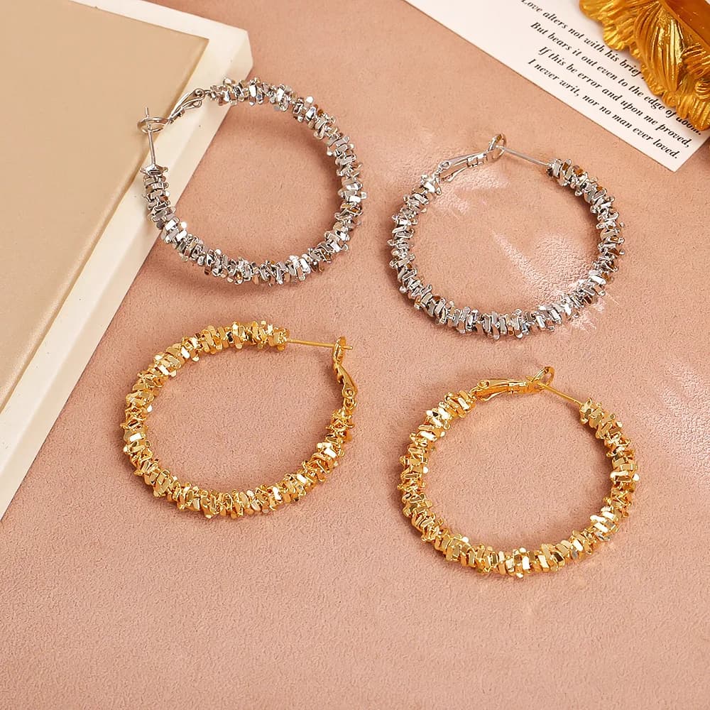 Fashionable and personalized broken silver large earrings, light luxury and high-end earrings, exquisite and versatile earrings