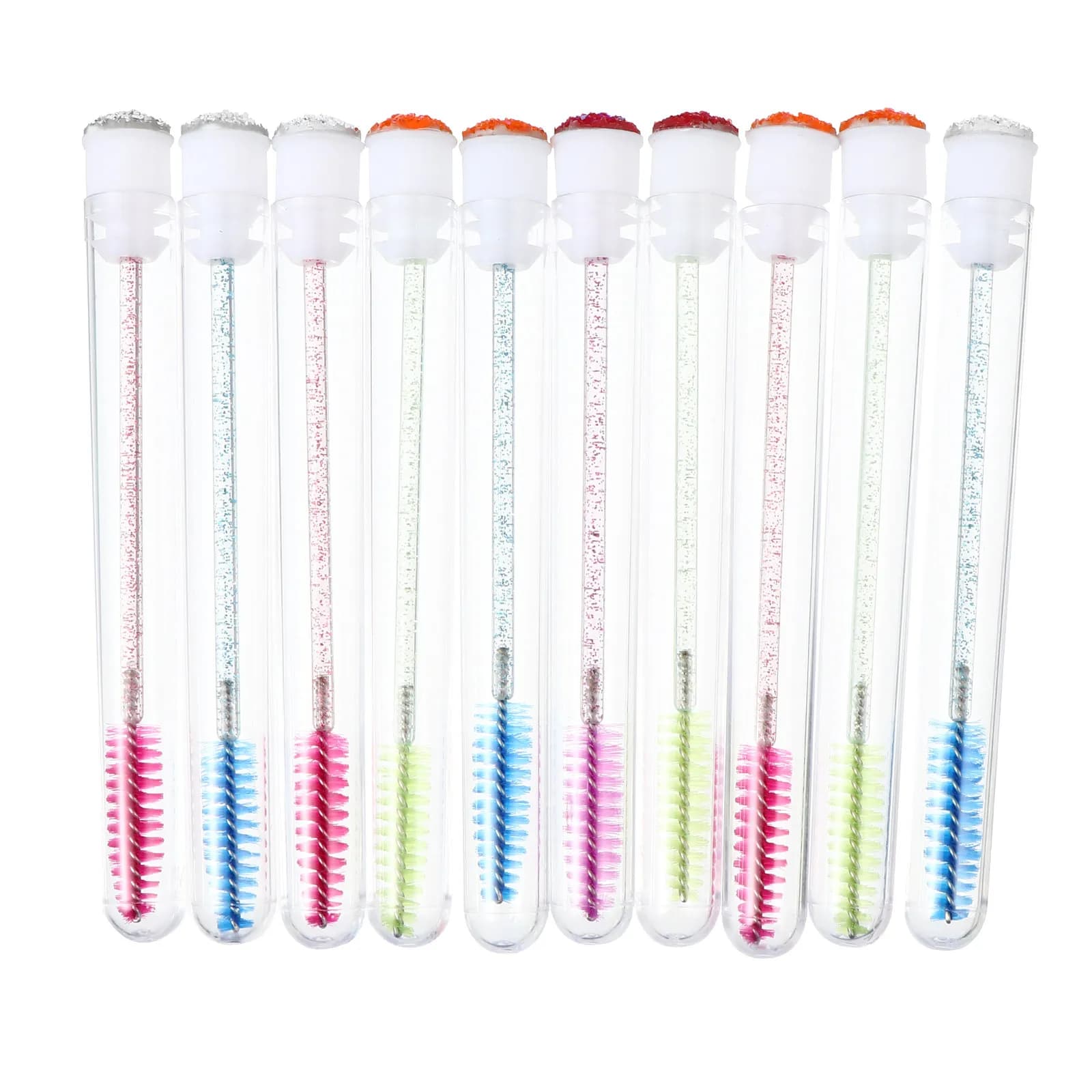 Kit of 10 eyelashes, premium plastic empty bottles for mascara, rechargeable DIY for travel, with eyelash cream and eyebrow essence