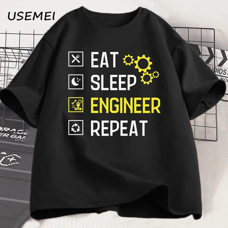 Engineer Men's T-shirt Father Dad Engineering Tee Funny Engineer Summer Coton T-shirt Short sleeve Oneck Tee Man Clothing Streetwear