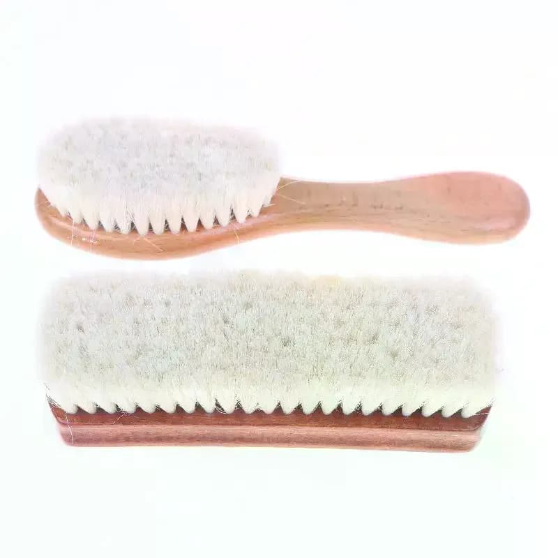 1 pz spazzola per scarpe multifunzionale in morbida lana con manico in legno capelli in lana cura della pelle lucidatura per scarpe detergente per stivali spazzola per scarpe