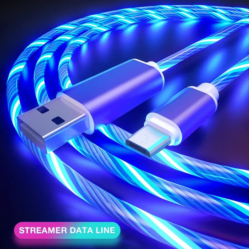 Luminous Cable Charging Cables for Cell Phone Micro USB Charger Type C LED Light for Samsung Xiaomi iPhone 14 13 Charging Cable