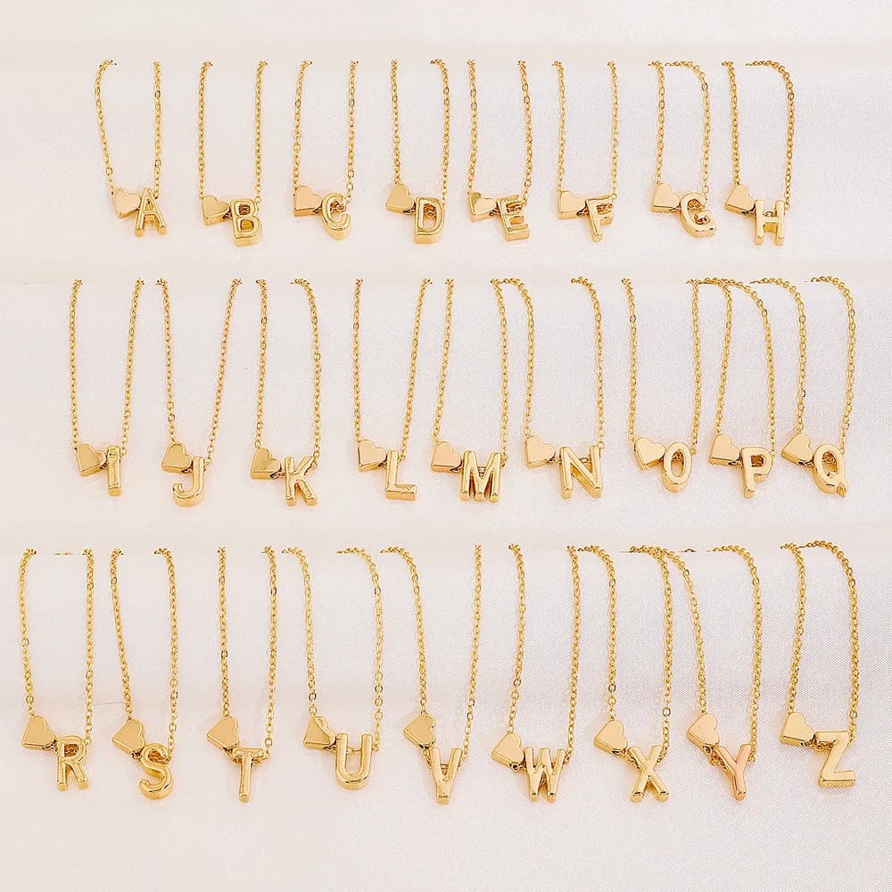 Braccialetti con lettere a forma di cuore in lega, stile europeo e americano, personalizzabili, all'ingrosso