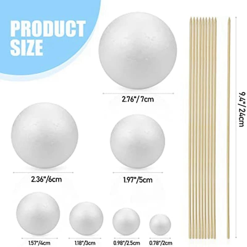 Kit progetto sistema solare A47U, PlanetModel Crafts 14 sfere di polistirolo di dimensioni miste per progetti scientifici scolastici
