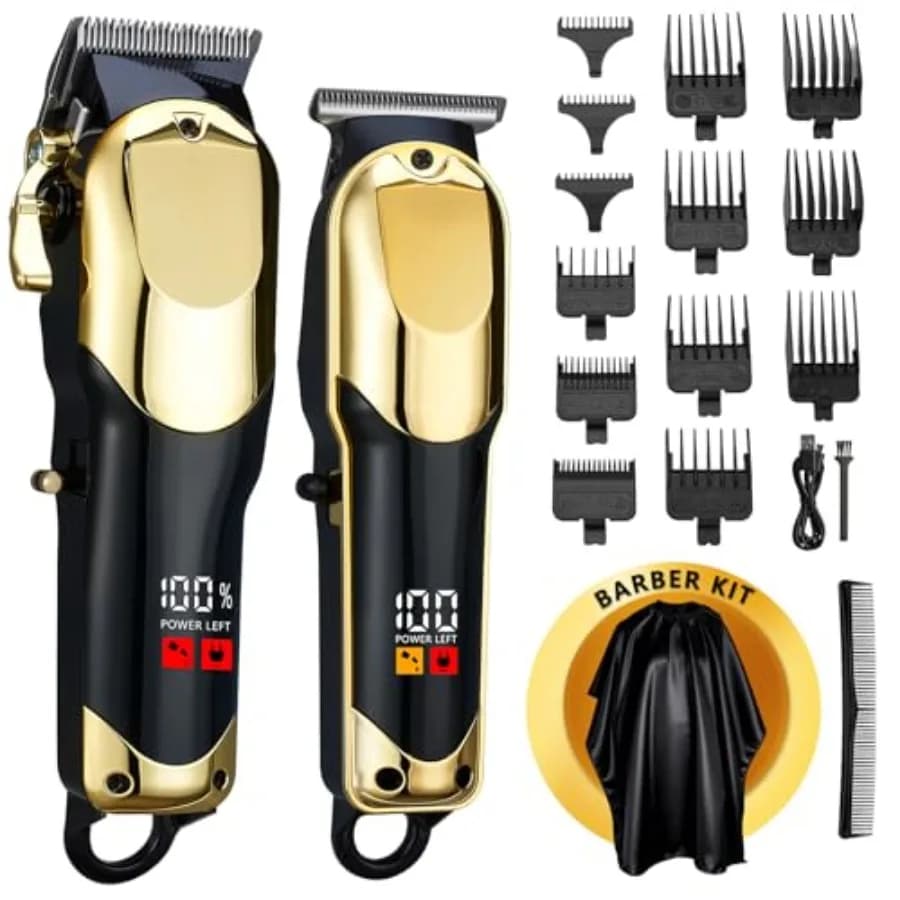 Set Professionale di Tosatrici e Regolabarba VNTG per Uomo, Tosatrici Senza Fili per Taglio Capelli e Cura della Barba, R