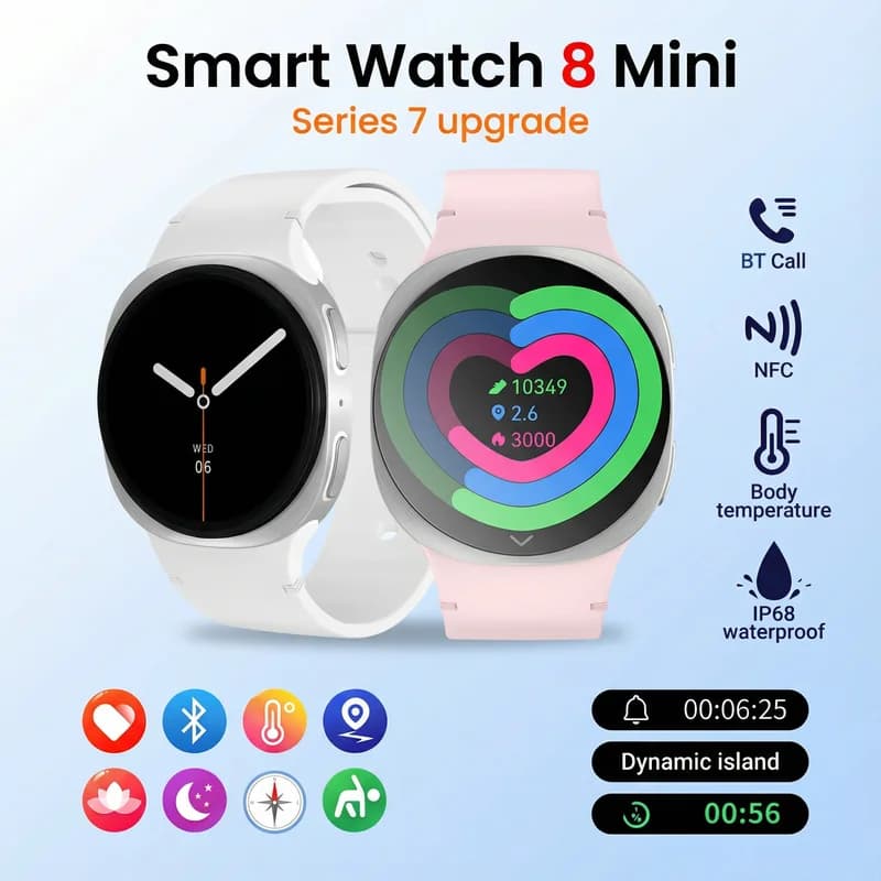 2026 New Watches 8 Mini GPS Track Watch Smart For Women's Health Men AMOLED Sports Frequency Cardiac Call Bluetooth Smartwatch Waterproof