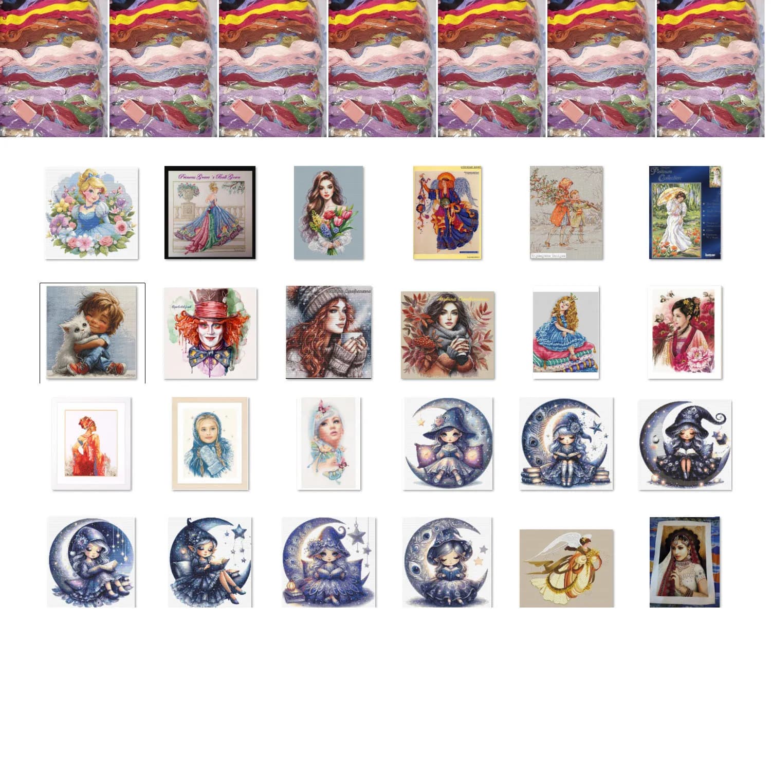 Cross Stitch Set DIY Kit Embroidery Needlework Craft Packages Cotton Fabric Floss Embroidery Moon Witch 7-44-46