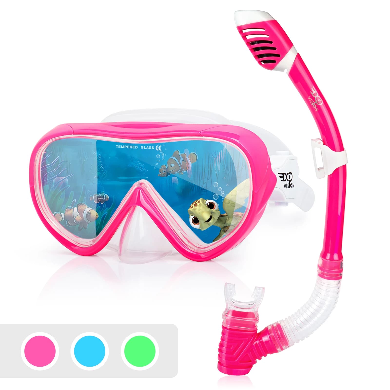 Set of panoramic snorkeling masks for children, diving mask for young anti-fog, tempered glasses, swimming mask, Snorkel for children with Dry Top