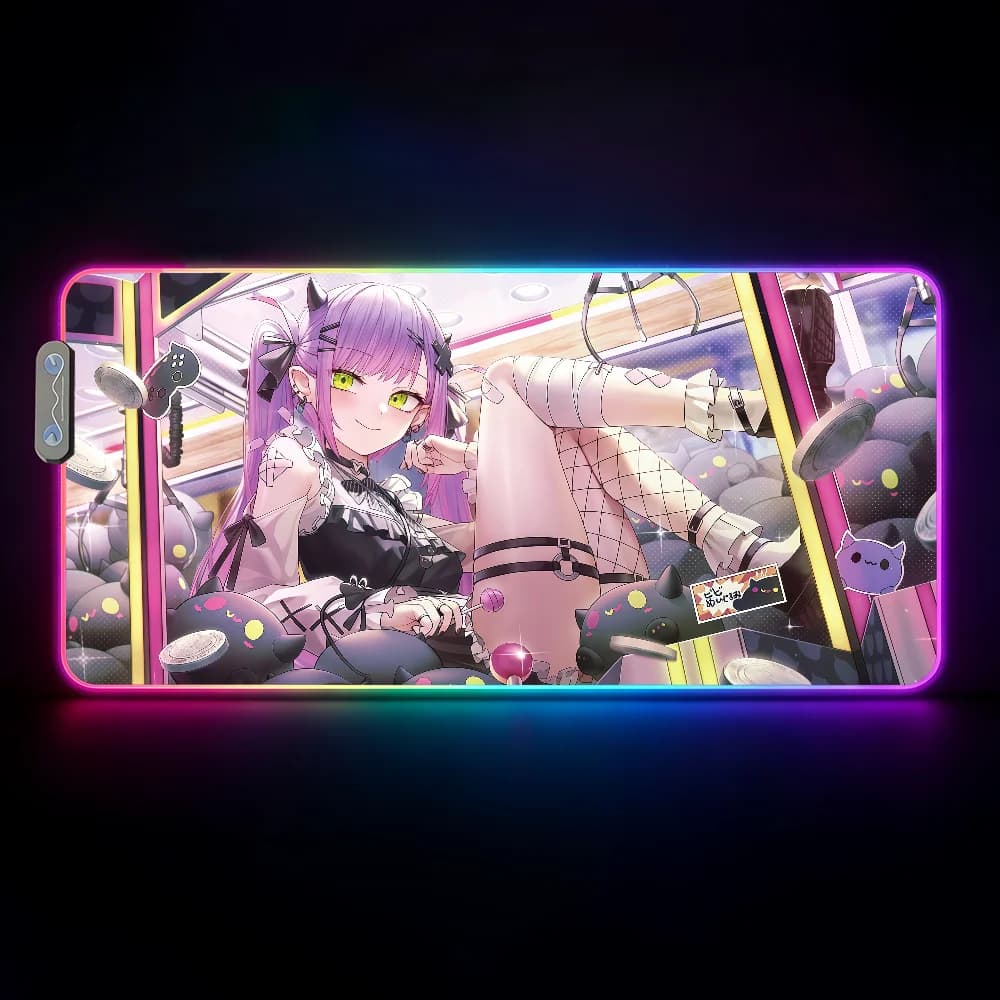 Tappetino per mouse VTuber Music Tokoyami Towa, impermeabile, con luce LED RGB, colorato, per tastiera da gioco, superficie antiscivolo