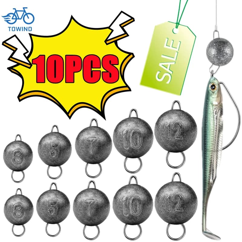 10/5pcs Peso da pesca Zavorra Jig Head Acqua profonda Peso della pallottola con zavorra a sfera rotonda girevole Attrezzatura da pesca Accessori 3-12g