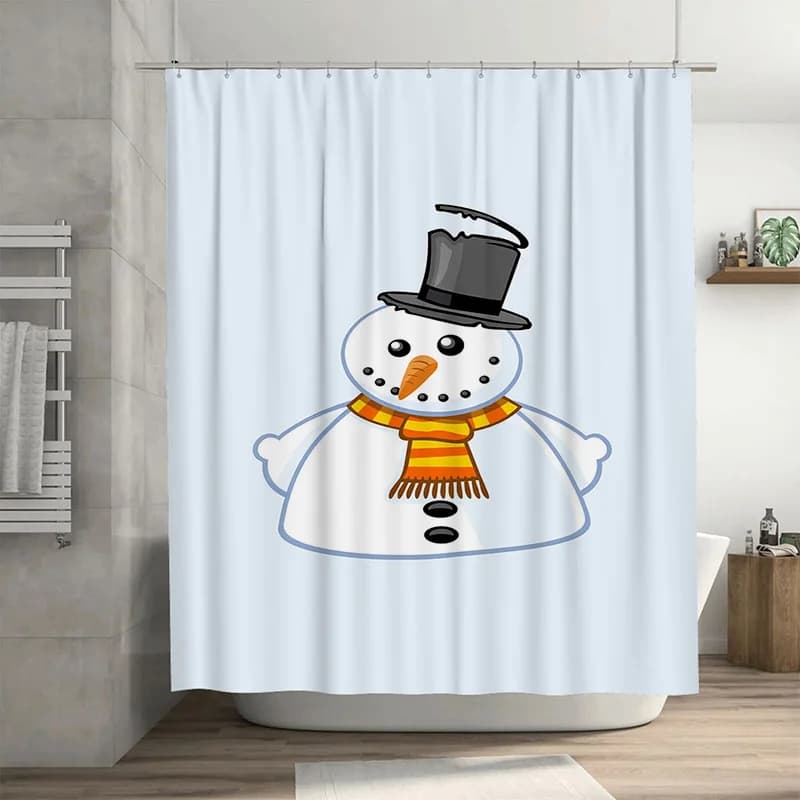 Tuniu Adorabile pupazzo di neve Tenda da doccia Decorazioni per le vacanze invernali Set da bagno festivo Tessuto impermeabile