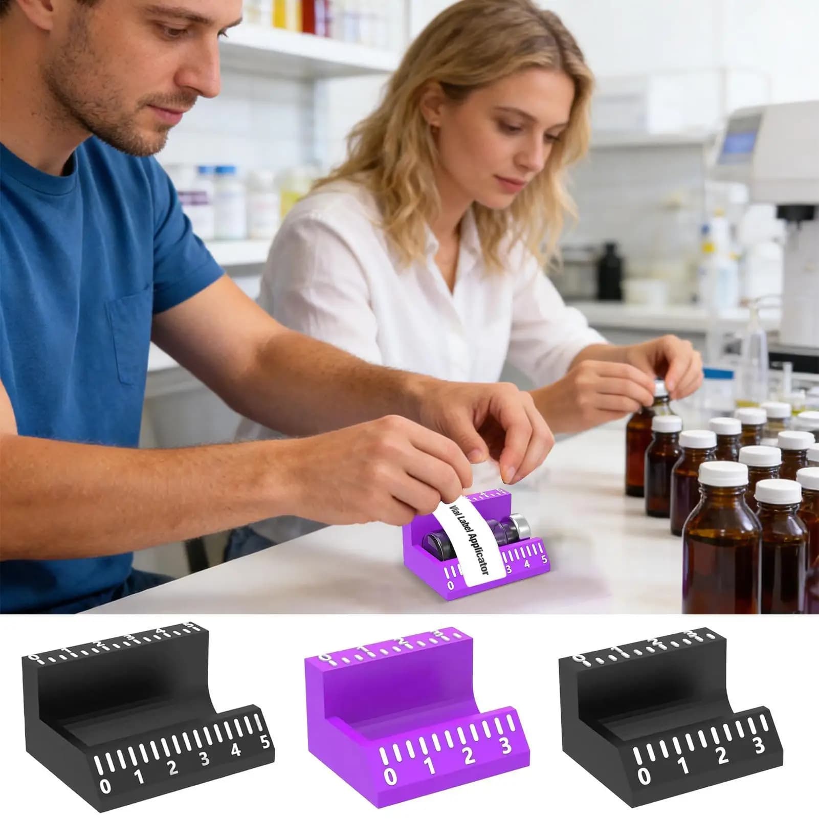 Applicatore di Etichette per Bottiglie da 3ml e 10ml, Strumento di Etichettatura Precisa Riutilizzabile per Oli Essenziali, Piccoli Vasetti, Contenitori per Spezie e Cosmetici