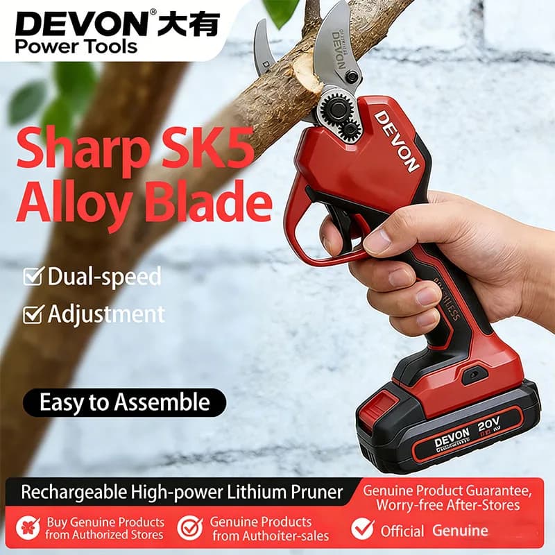 Devon 8305 Electric Scissors for Powering Fruit Trees, High Power Rechargeables with Lithium Ion Battery, Garden Expenses
