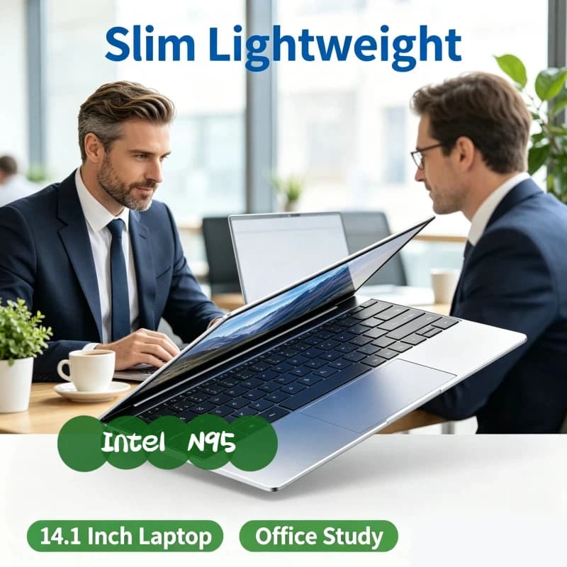 Laptop Portatile Originale da 14.1" con Display IPS FHD N95, Schermo Ultra-chiaro 120Hz, Batteria 7500mAh, SSD 32GB/2TB, Tastiera Retroilluminata