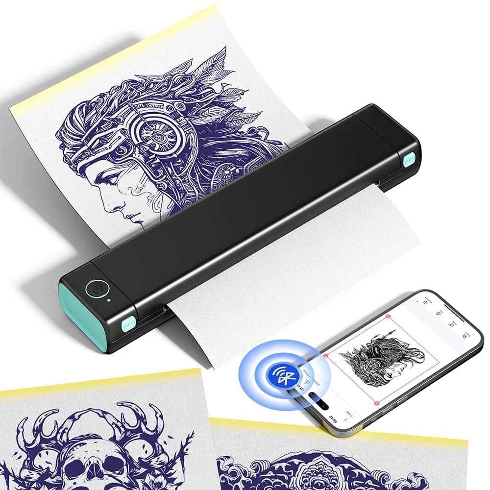 Phomemo Bluetooth Tattoo Stencil Printer, Wireless M08F Tattoo Machine with 10pcs Free Transfer Paper, for Artists & Beginners