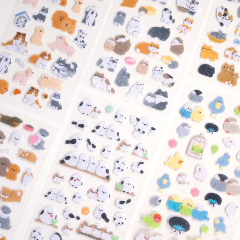 New Cartoon Japanese Style Animal Felt Sticker Cartoon Student Notebook Phone Case Scrapbook Diary Decoration Gift for Friend