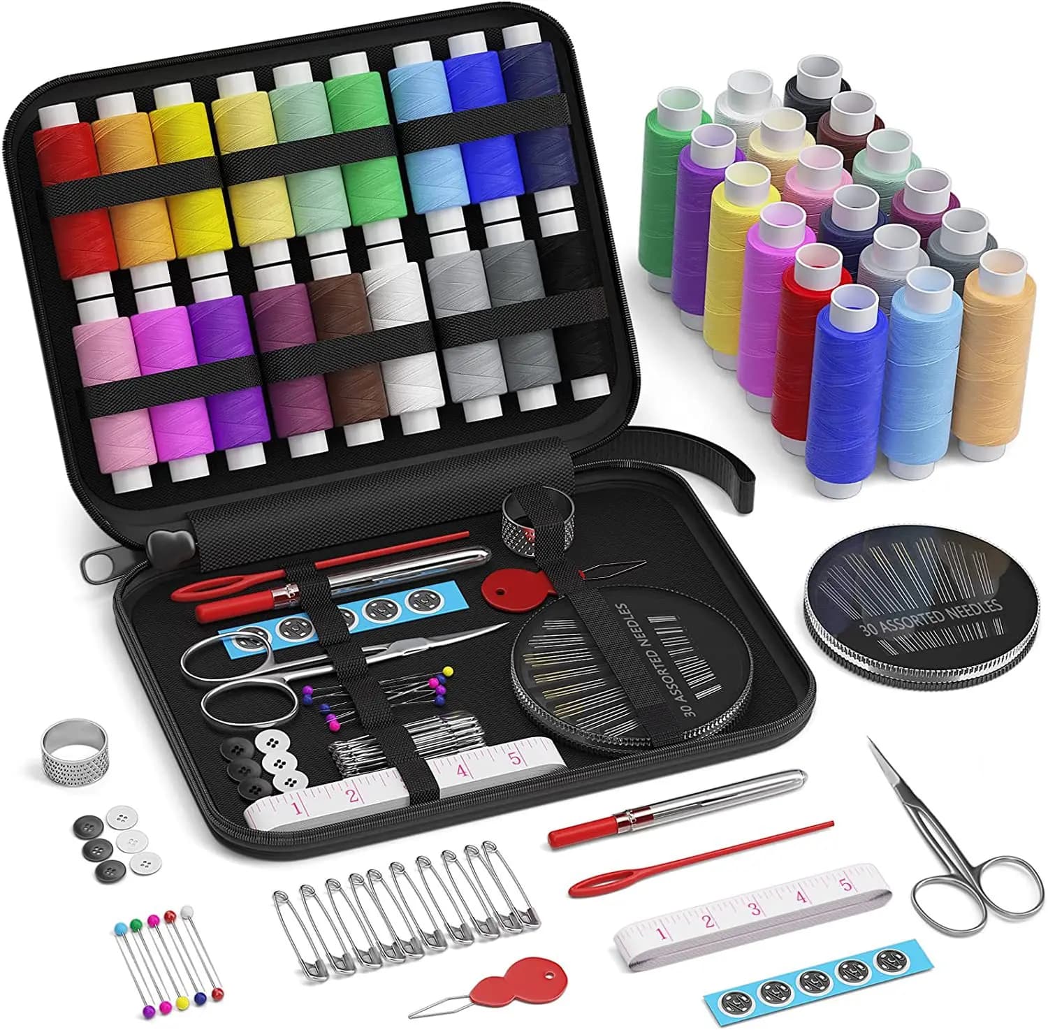 Kit da Cucito Portatile Multifunzione per Casa, Set di Strumenti per Ricamo Fai-da-Te con Aghi, Fili e Forbici, Accessori da Viaggio