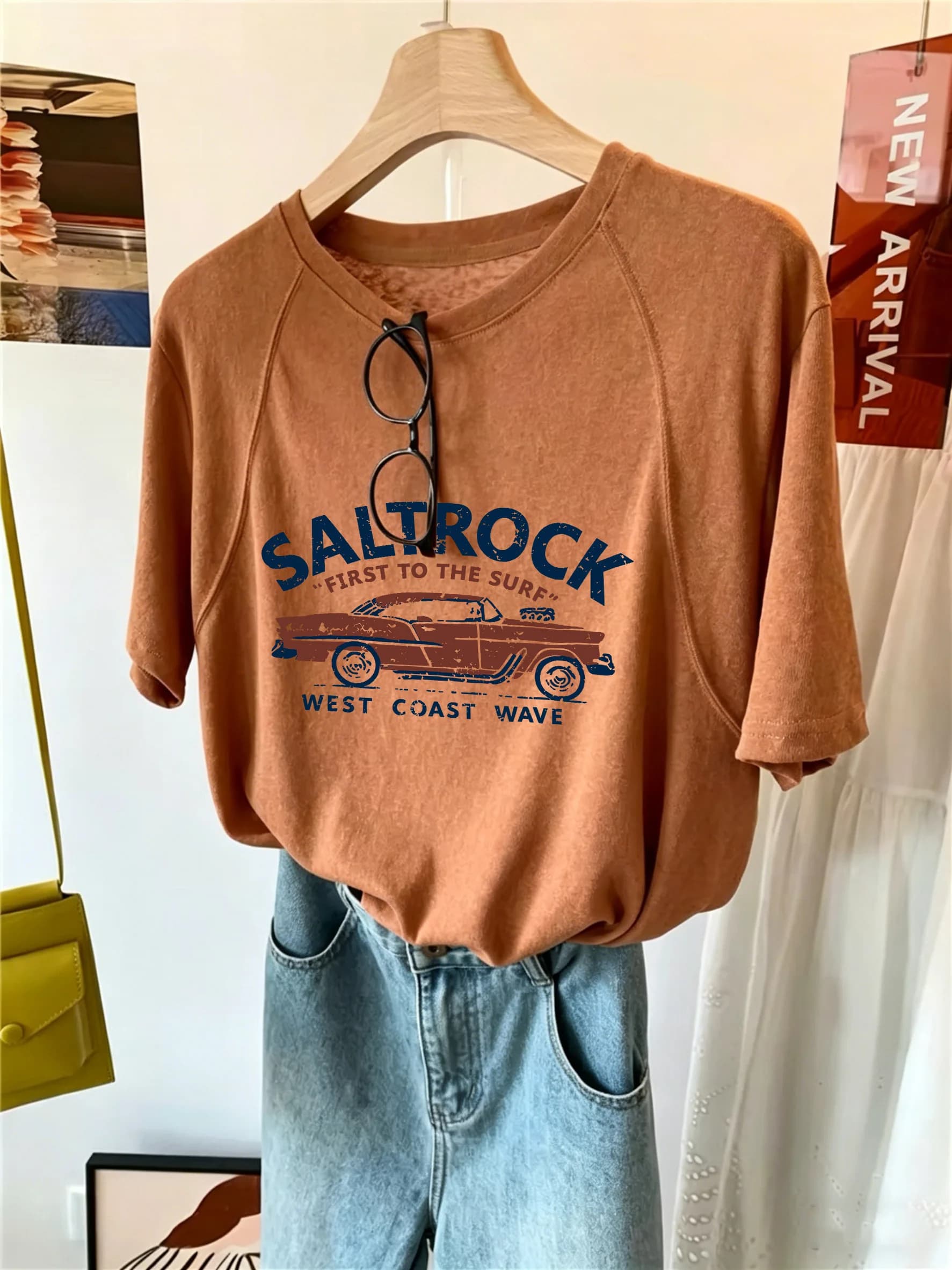 T-shirt Estiva da Donna in Cotone Sottile, Morbido e Traspirante con Effetto Rinfrescante, Manica Corta Casual con Motivo a Fiocchi di Neve, Top Trendy