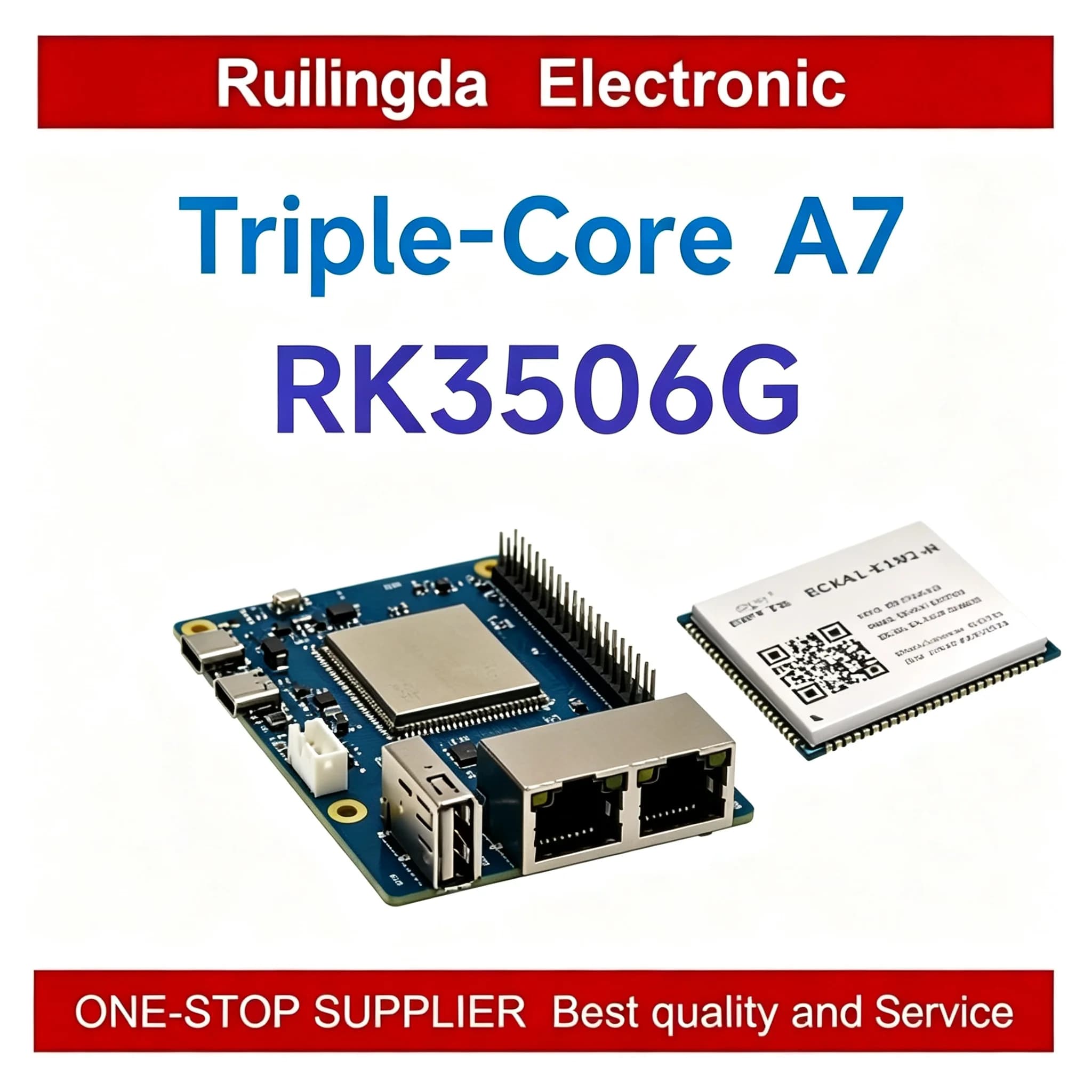 Triple-Core A7 RK3506G ECK41-E1-N Core Board ECB41-PGE1N2-N Single Board Computer Linux Python Raspberry Pi Dual Ethernet