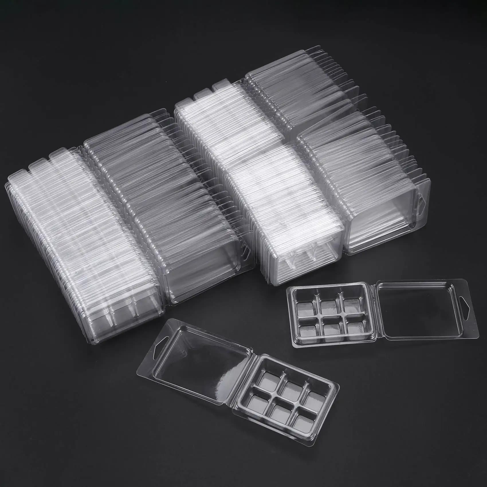 100 Packs Wax Melt Clamshells Molds Square, 6 Cavity Clear Plastic Cube Tray For Candle-Making & Soap Limited Time Offer
