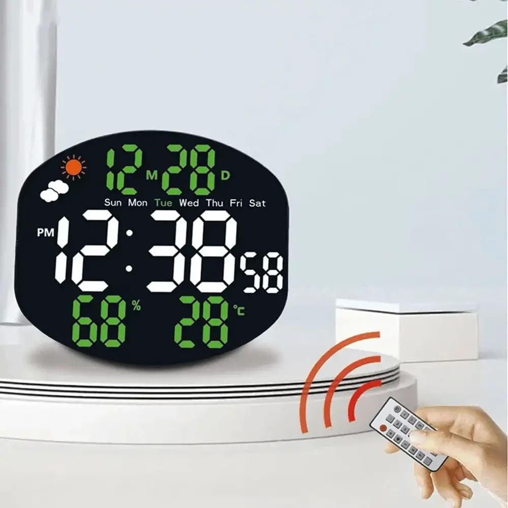 Orologio Digitale Multifunzione con Ampio Display, Specchio a Oscuramento Automatico, Orologio Elettronico da Parete, Doppio Allarme, da Tavolo/da Appendere
