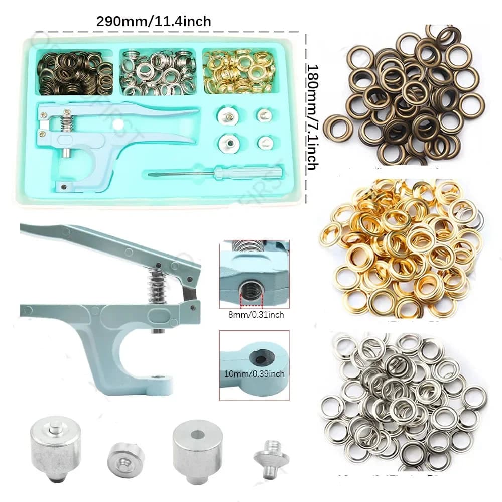 Grommet Eyelet Plier Set 150set Brass Eyelets WithPliers Kit Leather Grommet Round Eye Rings for Shoes Bag Belt Scrapbooking