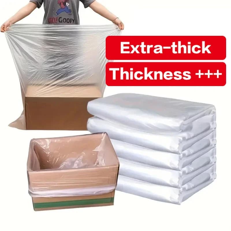 10 sacchetti di stoccaggio trasparenti extra large extra spessi, sacchetti di pellicola antipolvere impermeabili, scatola di cartone, organizer per borse interne