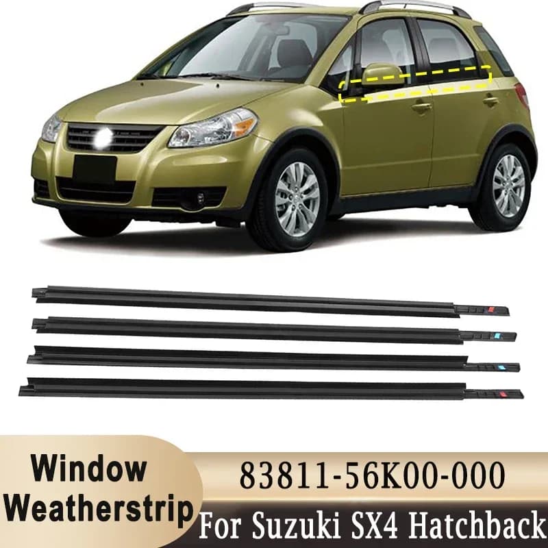 4 pz Finestra Guarnizione Porta Esterna Modanatura di Vetro Trim Cintura di Tenuta Striscia Meteo Per Suzuki SX4 Hatchback 83811-56K00-000