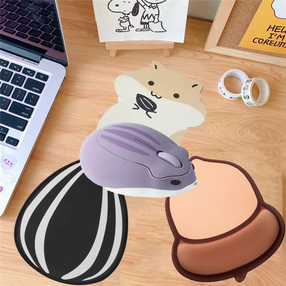 Tappetino per Mouse Kawaii Cut morbido supporto per polso antiscivolo tappetino per Mouse criceto Mouse Wireless accessori da gioco scrivania ufficio per Tablet PC