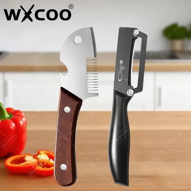 Kitchen Peeler Fruits Household Vegetable Peeler with Wooden Steel Handle Bottle Opener Cutter Peeling Knife Kitchen Accessories