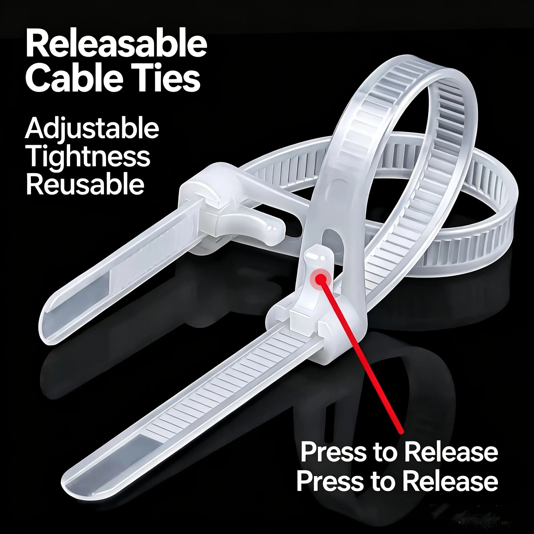 100 PCS Loose nylon cable ties, reusable, self-locking cable ties, detachable wire harness ties