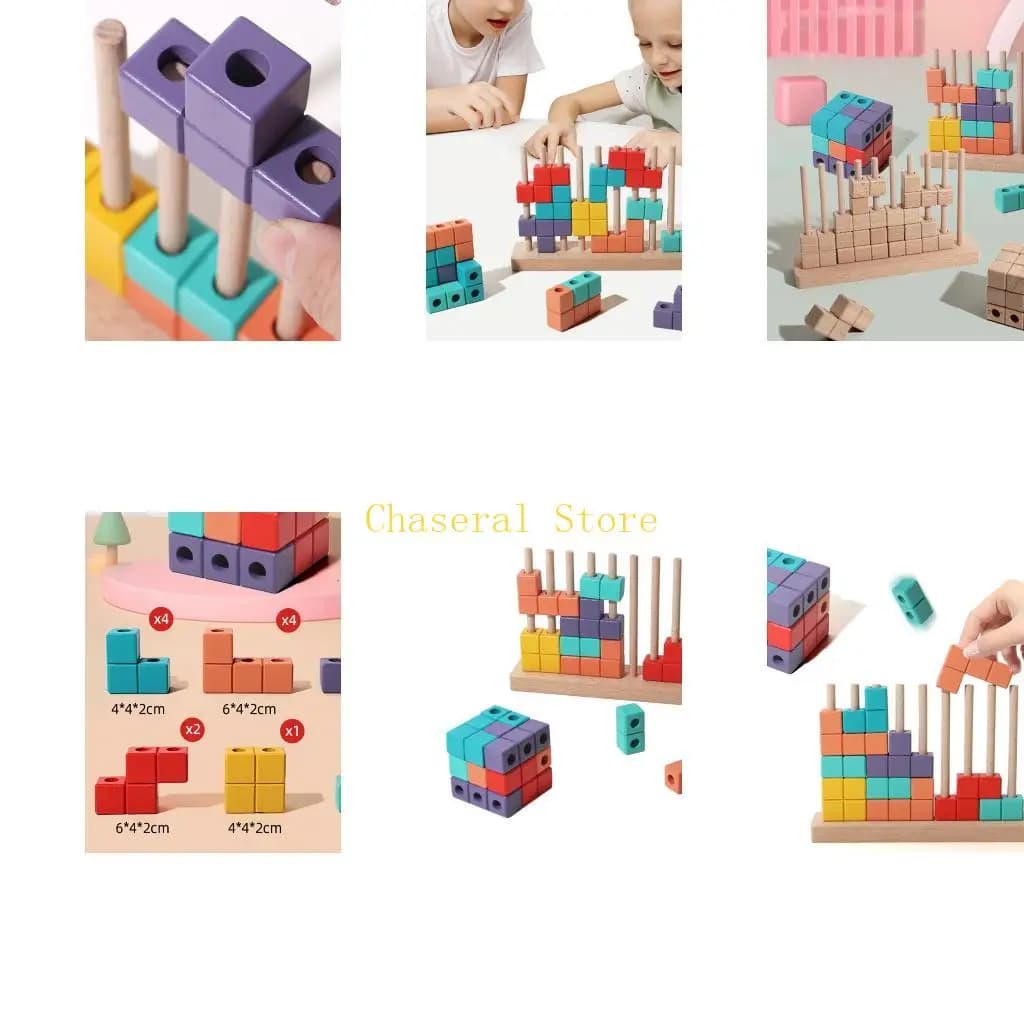 E7CE Wooden Stacking Block Puzzle Game Toy For Home And Classroom Learning Activity