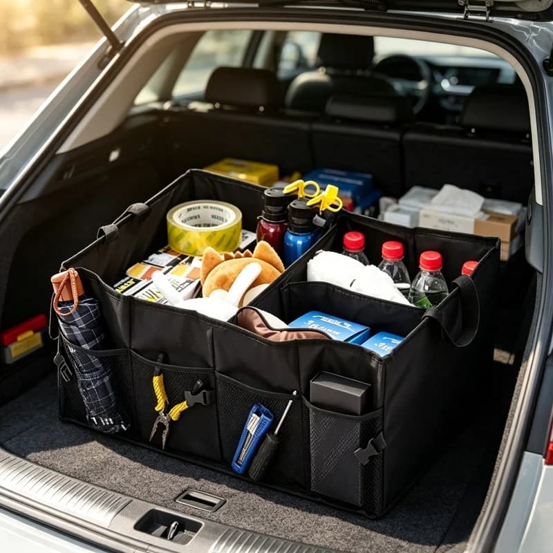 Foldable Large‑Capacity Car Trunk Storage Box, Wear‑Resistant Multi‑Purpose Organizer for Car Camping Picnic Home Use