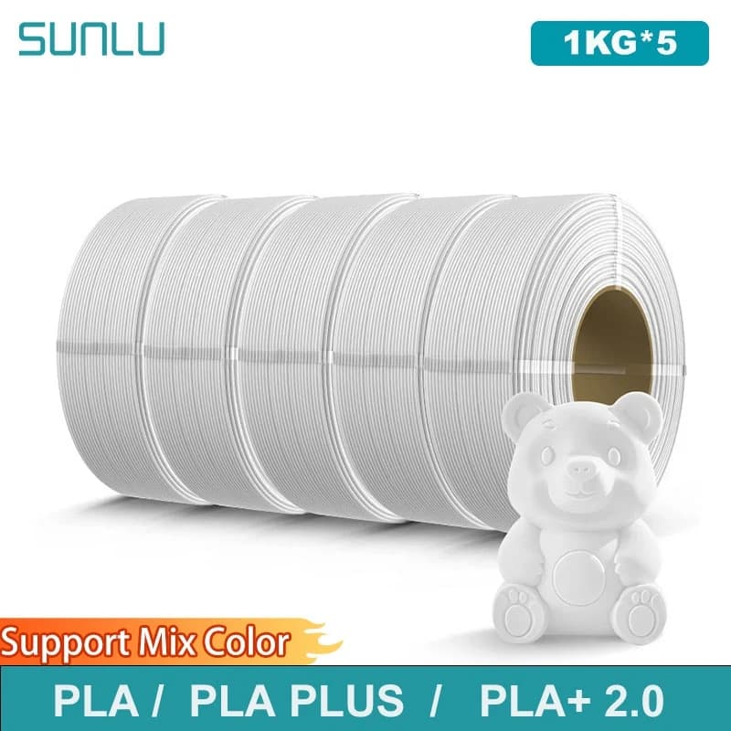 SUNLU 5KG PLA/PLA PLUS/PLA+2.0 Filament 1.75mm 1KG Without Tray 3D Printer Filament for 3D Printer& 3D Pen，Refll Filament