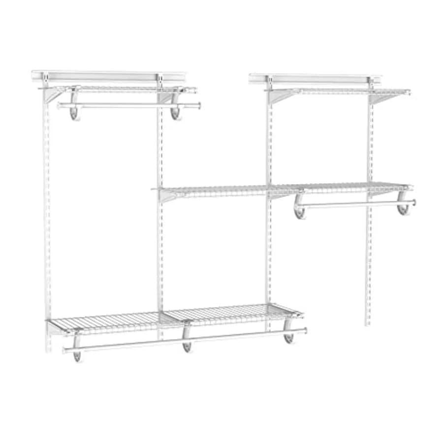Sistema di organizzazione per armadi ShelfTrack, regolabile da 4 a 6 piedi, con ripiani, barre appendiabiti, accessori, acciaio resistente