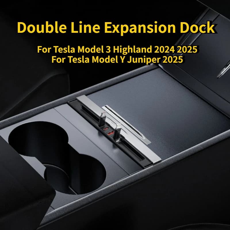 Per Tesla Model 3 Y Juniper 2025: Caricatore Rapido 65W, Hub USB Intelligente, Adattatore Docking Station, Splitter di Alimentazione, Estensione